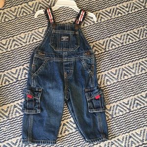 Osh Kosh overalls.  Red/white/blue size 6 months